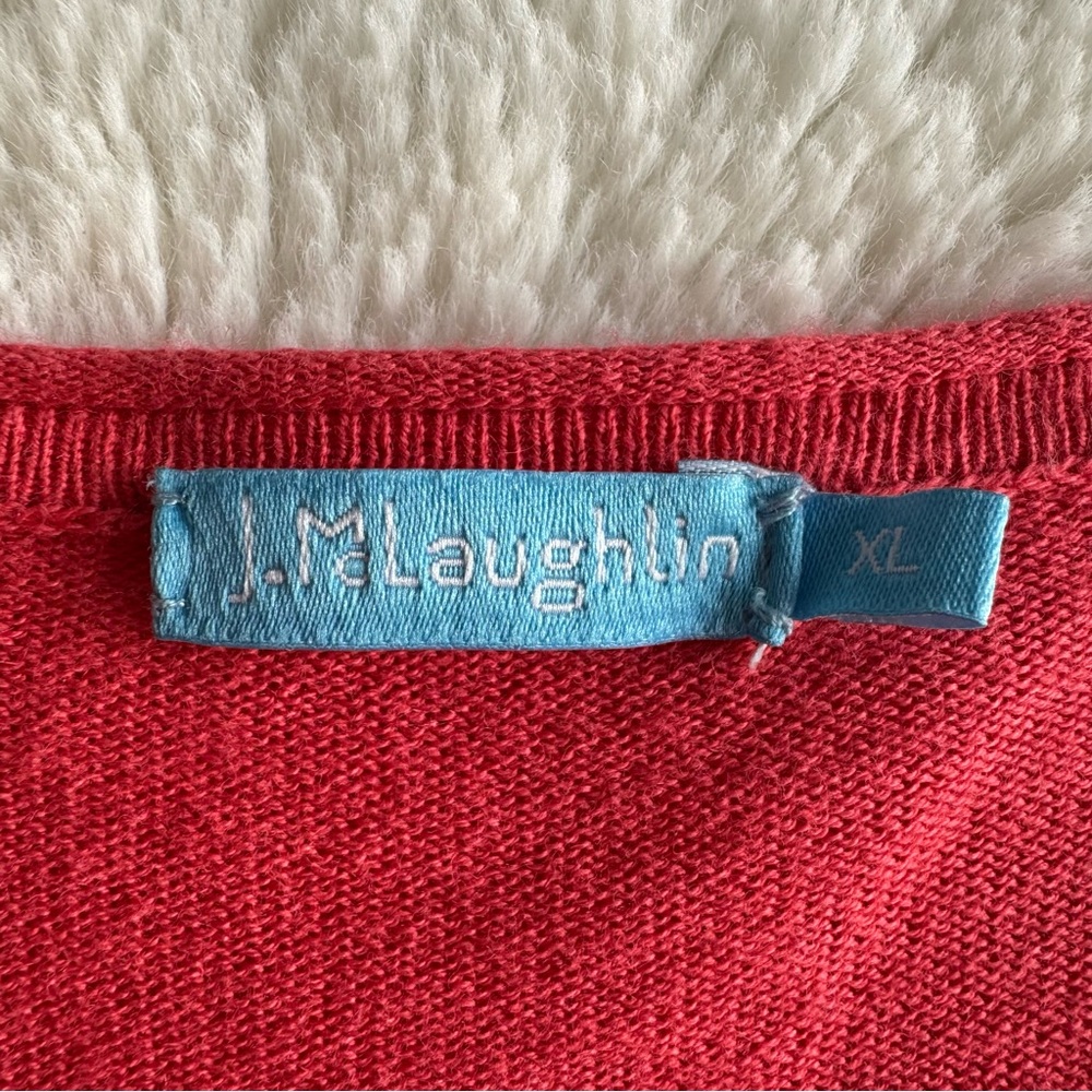 J. Mclaughlin Long Cardigan‎ Women’s XL Coral Pink Cotton Open Front Bohemian - Picture 4 of 9
